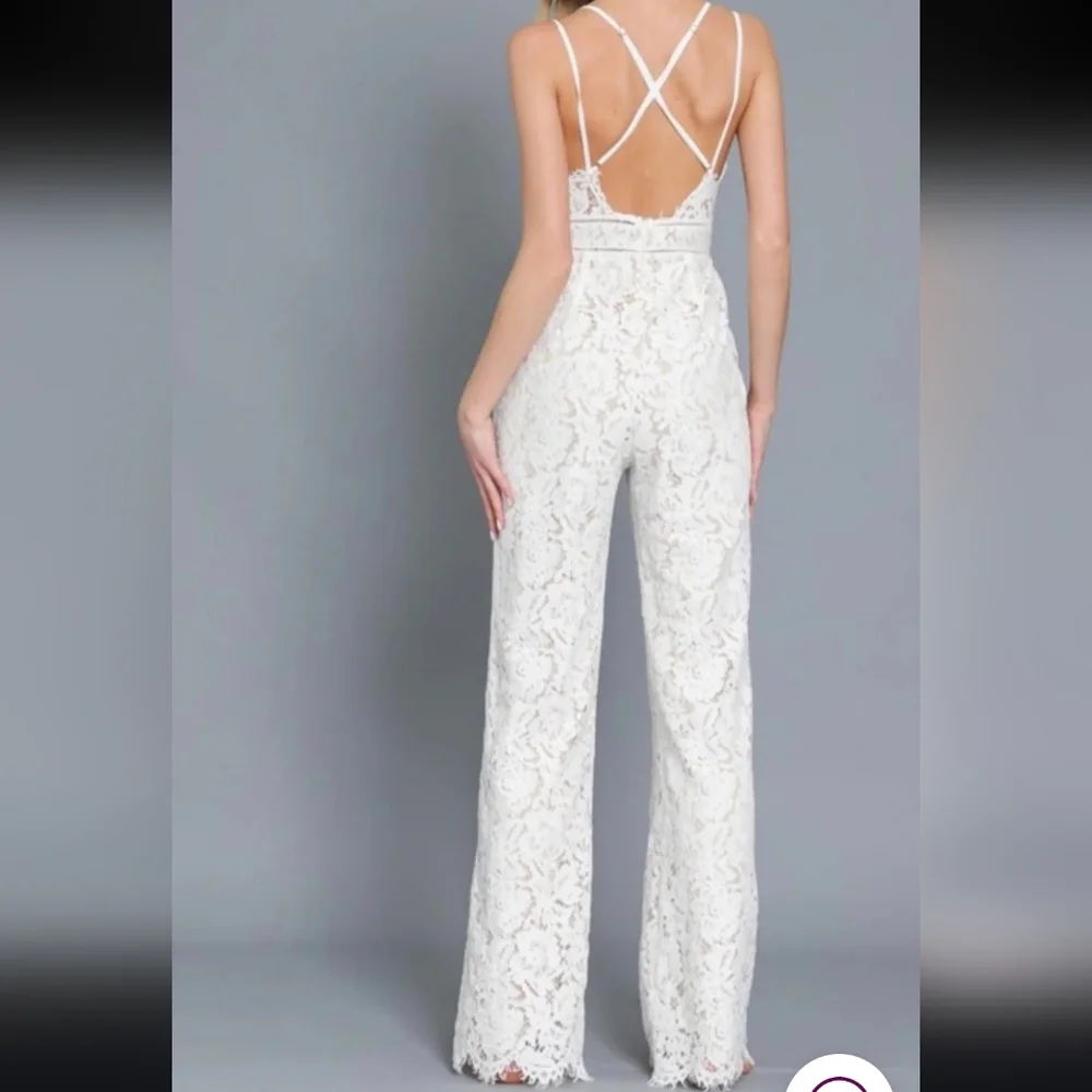 Aakaa Ivory Lace Jumpsuit Graduation/Brides - Picture 3 of 16